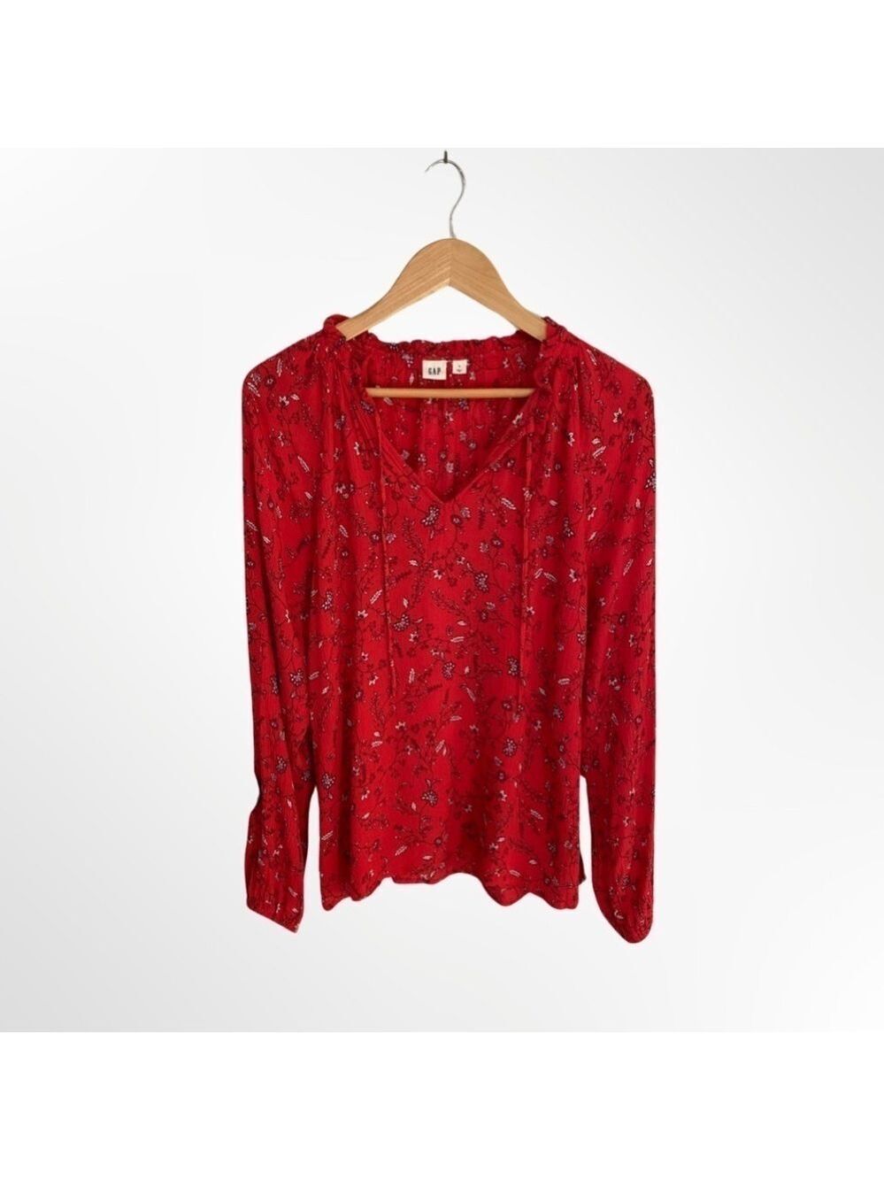 GAP Ruffle Collar Floral Boho Peasant Top Size S